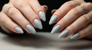 Soft Gray Almond Nails