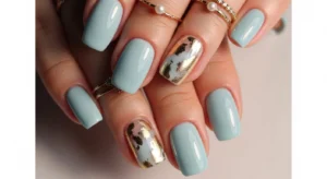 Light Blue With Gold Foil
