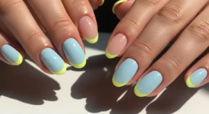 Lemon French Tips with Blue Base