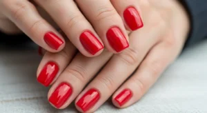 Short Red Square Nails