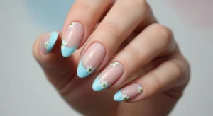 Light Blue French with Floral Corners