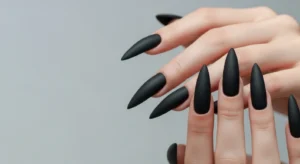 Matte Black Stiletto Nails