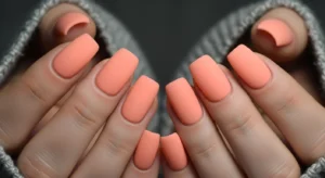 Matte Peach Coral Nails