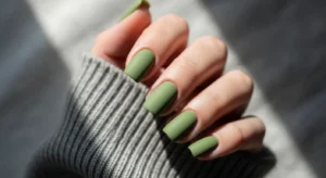 Olive Green Minimal Nails