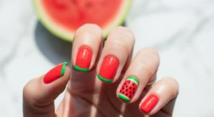 Watermelon Accent Nails
