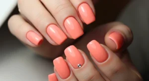 Peach Coral with Tiny Rhinestones