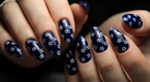 Navy Base with Tiny White Floral Prints