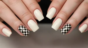 Checkerboard Accent Nail