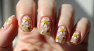 Sheer Nude Wildflower Nails