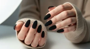 Matte Black Almond Nails