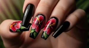 Black Base with Red Hibiscus