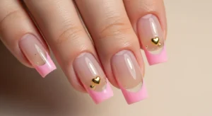 Clear French Tips with Embedded Charm