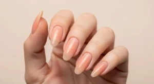 Sheer Peach Almond Nails