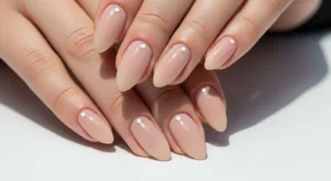 Minimal Dot Design Almond Nails