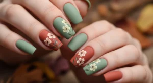 Earthy Tone Wildflower Nails