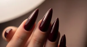 Burgundy Stiletto Nails
