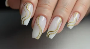 Milky White with Gold Swirls