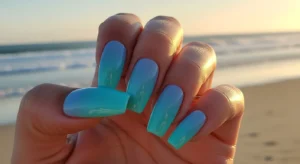 Ocean Blue Ombre Nails