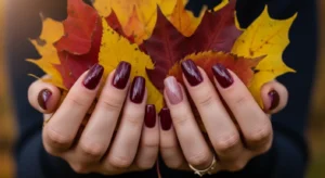 Burgundy Thanksgiving nails elegant deep fall nail colors