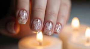 Clear Nails with Seasonal Accents: 
