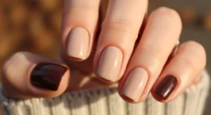 Chocolate Brown Accent Nails