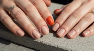 Burnt Orange Accent Nails