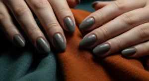 Warm gray nails fall neutral manicure idea