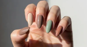 Earth-Toned Skittle Nails