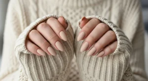 Matte beige nails minimal fall manicure