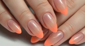 Orange ombre nails fall Thanksgiving manicure idea