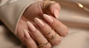 Tiny Gold Line Nails