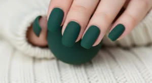 Matte forest green nails cozy fall nail look