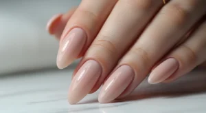 Almond nude nails simple Thanksgiving nail style