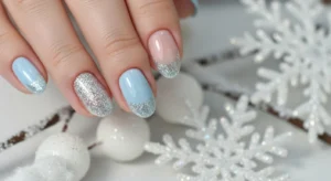 Icy Glitter French Tips: 