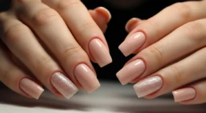 Glitter Accent Square Nails