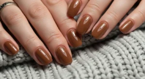 Mocha nails fall cozy Thanksgiving nail idea