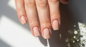 White Swirl Square Nails
