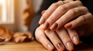Fall ombre nail ideas with warm autumn colors
