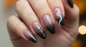 Black Glitter Tips: