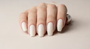 Ivory nails clean Thanksgiving nail idea