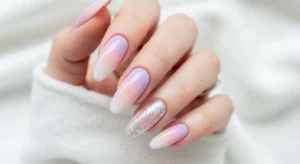 Lilac to Pink Ombre with Glitter Accent 