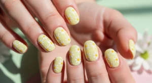 Floral Yellow Nails