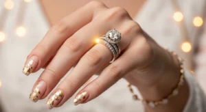 Gold Accent Nails