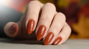 Glossy Caramel Nails