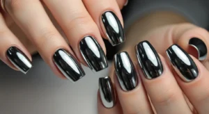 Full mirror chrome nail set with ultra reflective shine