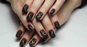 Matte Black with Gold Lines