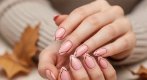 Pink + Brown Detail Nails