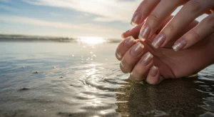 Clear Nails with Fine Glitter