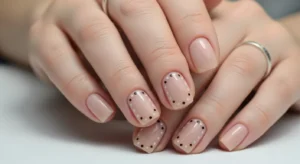 Minimal dot nail design Thanksgiving nails