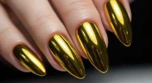 Yellow Chrome Nails